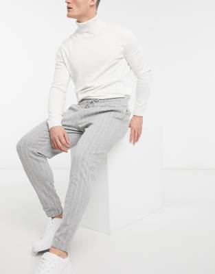 Topman stripe sweatpants in gray and white