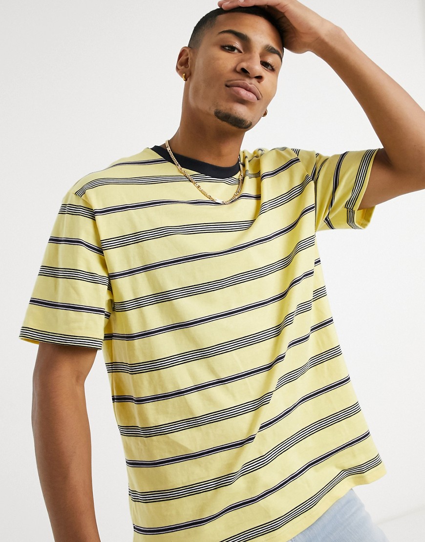 Topman stripe t-shirt in yellow