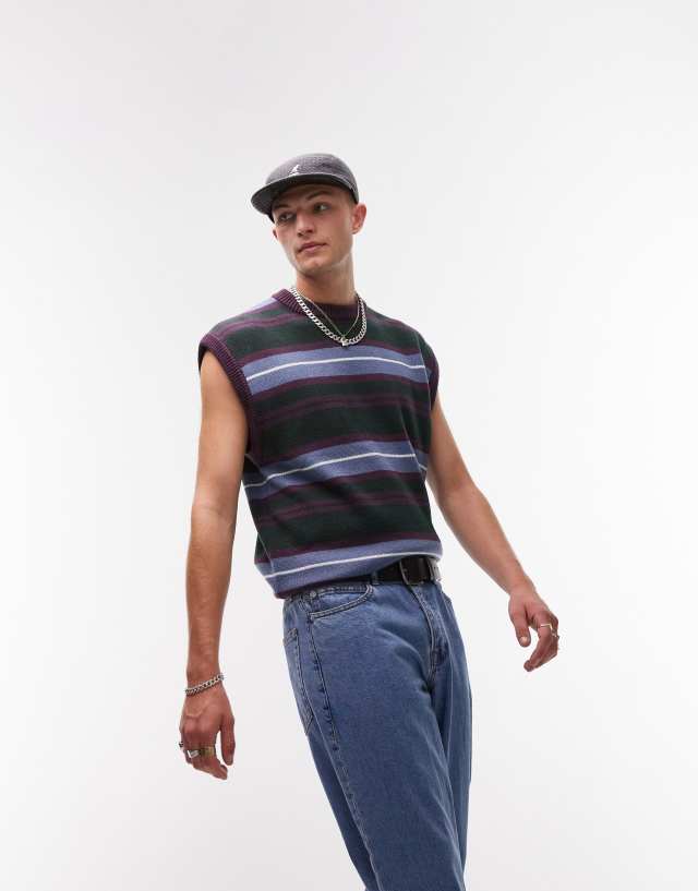 Topman striped tank in purple - part of a set