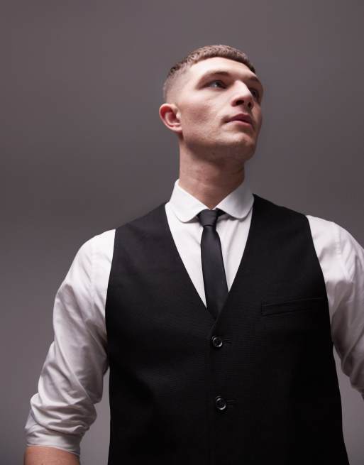 Topman – Strukturierte Anzugweste in Schwarz, 2 von 5