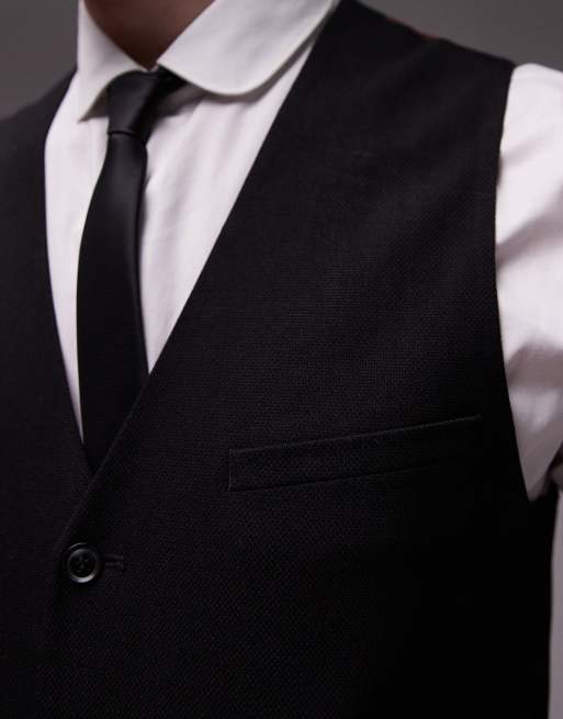 Topman – Strukturierte Anzugweste in Schwarz, 5 von 5