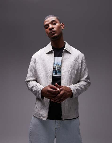 Topman – Strukturierte , hochwertige Harrington-Jacke in Steinbeige - view 1