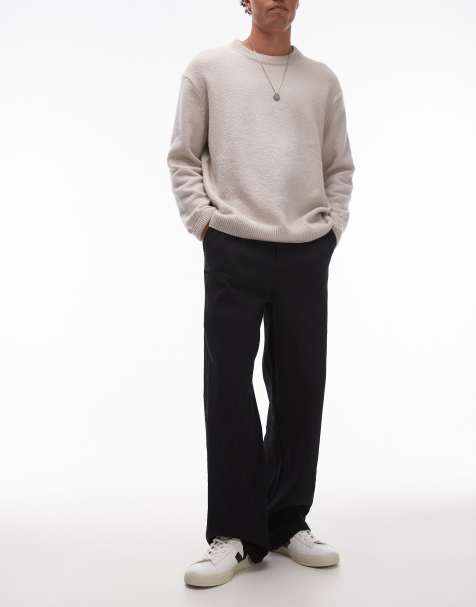 Topman – Strukturierte Hose mit weitem Bein in Schwarz - view 1
