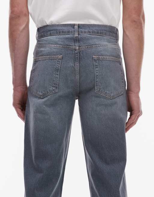 Topman - Stugge jeans met rechte pijpen in mid-wash blauw, 4 van 5