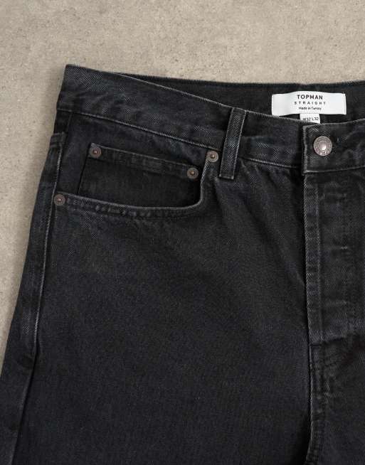 Topman - Stugge jeans met rechte pijpen in verwassen zwart, 5 van 7