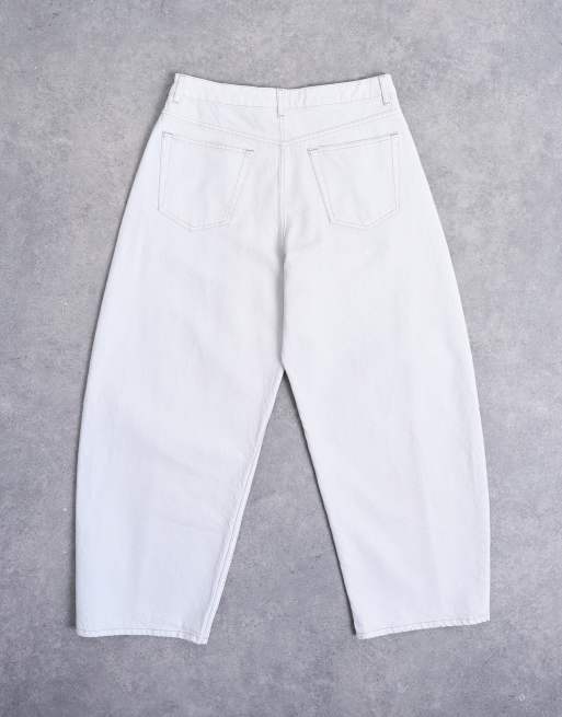 Topman - Stugge jeans met wijde ronde pijpen in beenwit, 7 van 7