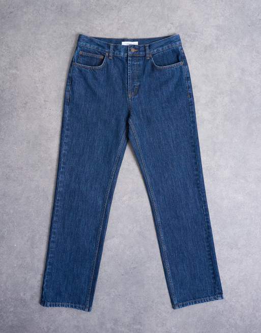 Topman - Stugge rechte jeans in blauw met donkere wassing, 6 van 7