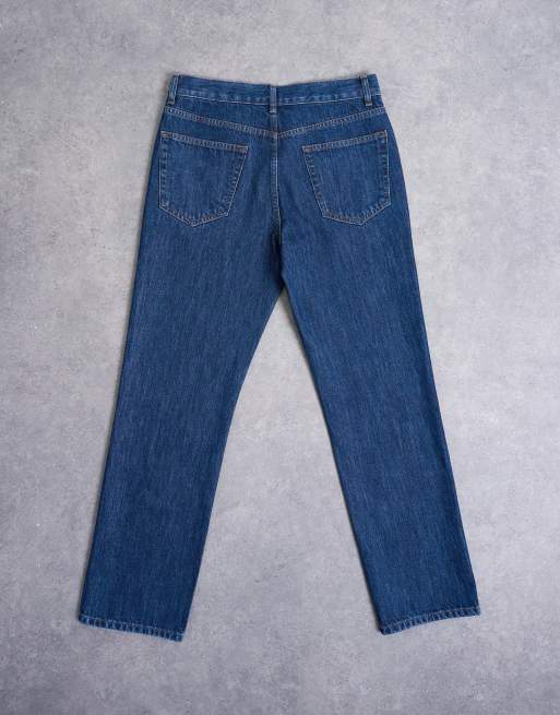 Topman - Stugge rechte jeans in blauw met donkere wassing, 7 van 7