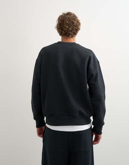 Topman sudadera de tejido grueso de corte holgado en negro, 4 de 5