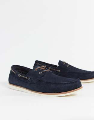 navy suede boat shoes