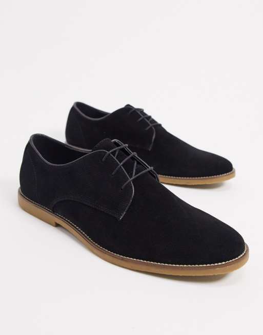 Topman suede derby shoes in black | ASOS