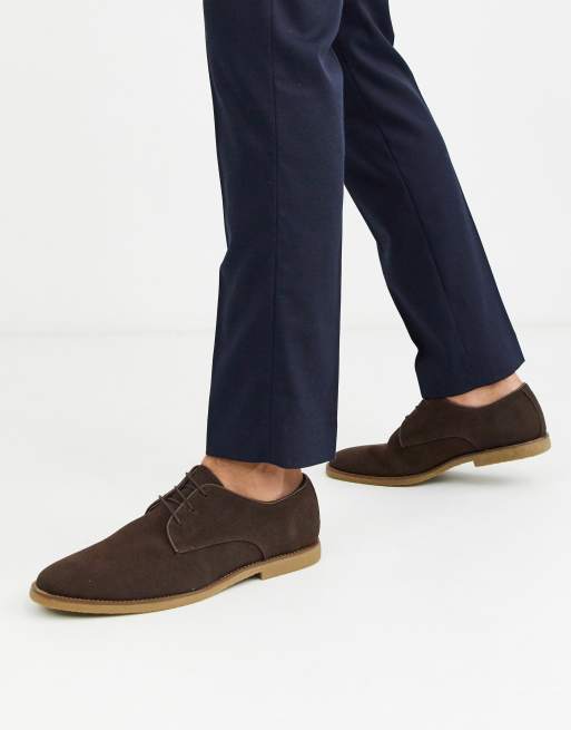 Topman suede derby shoes in brown