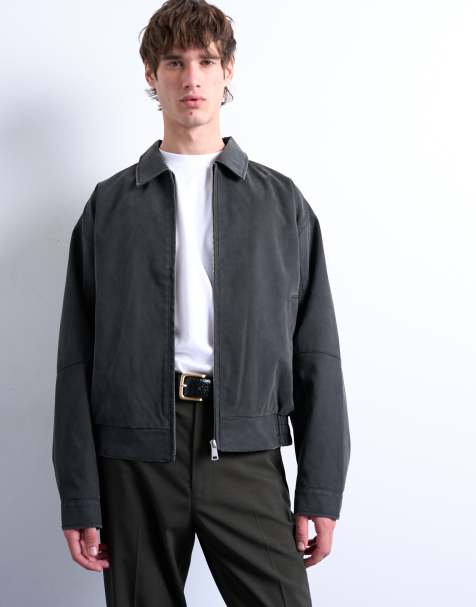 Topman suede effect jacket in washed grey - view 1