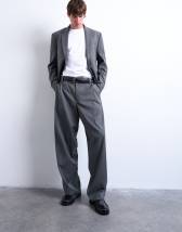 Topman - Pantalon de costume droit à fines rayures - Gris anthracite