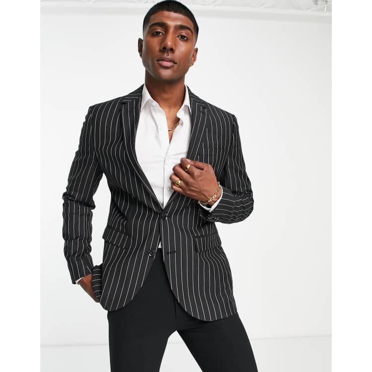 Black and white hotsell striped suit jacket mens