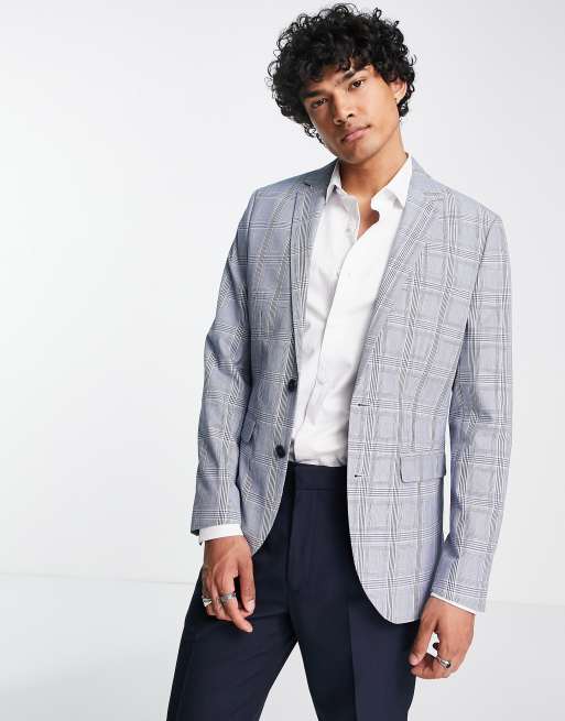 Topman suit jacket in gray plaid | ASOS