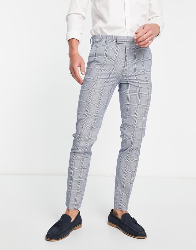 Topman suit pants in blue check