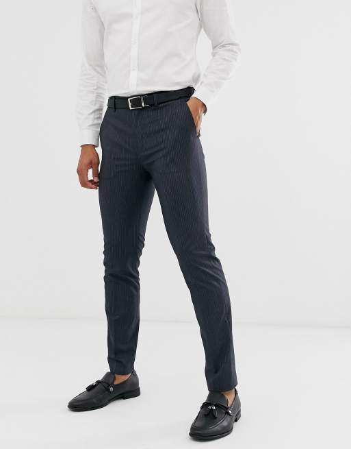 Topman suit pants in navy pinstripe | ASOS