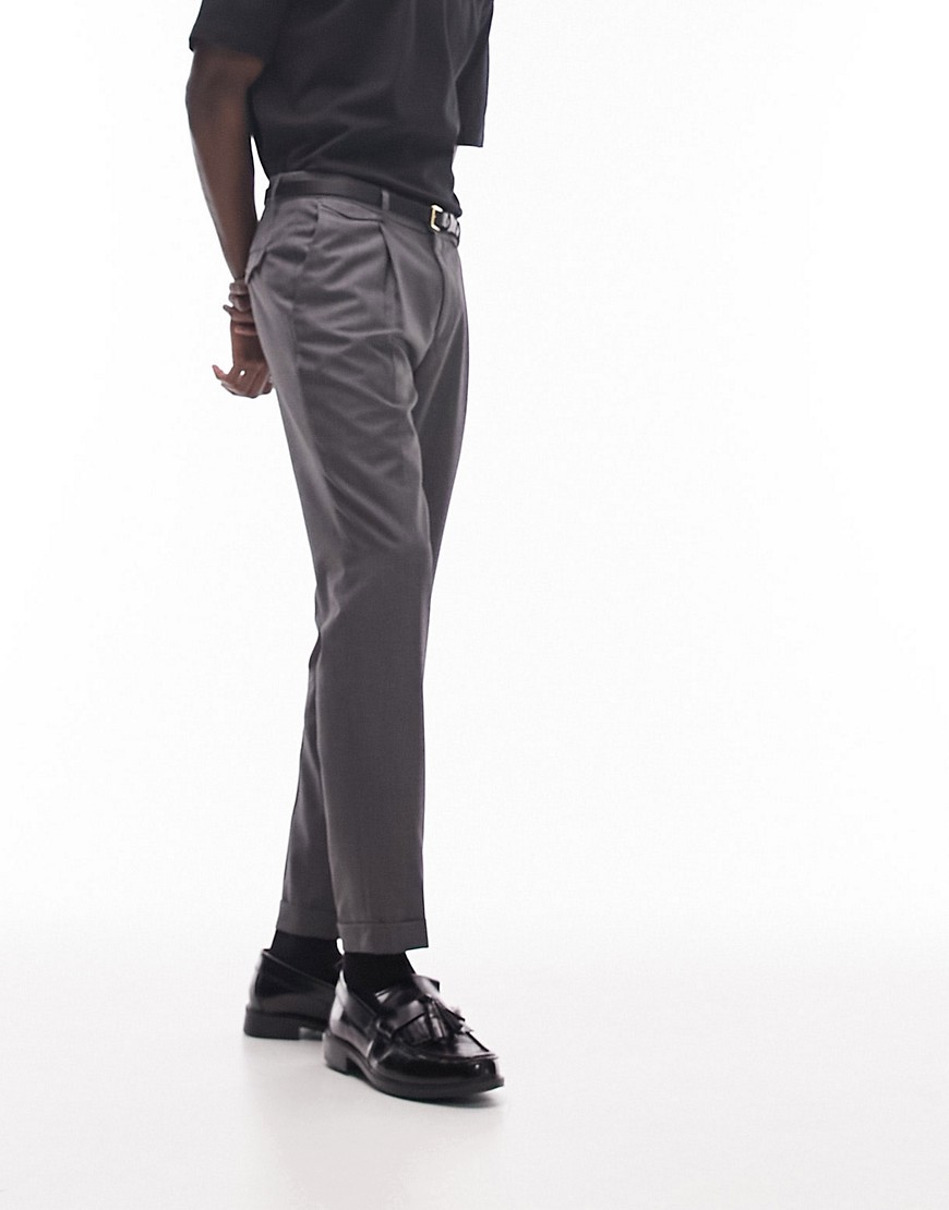 Topman suit trousers in dark grey