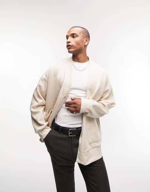Topman – Super-Oversize-Strickjacke in Stein