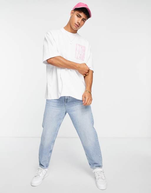 Topman – Super-Oversize-T-Shirt in Weiß mit lang gezogenem „New York“-Print vorne und hinten, 4 von 4