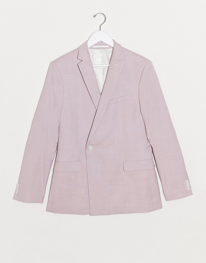 Topman super skinny double breasted suit jacket in lilac-Purple