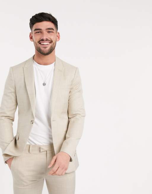 Topman super skinny fit suit jacket in stone ASOS