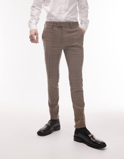 Fashion Men Skinny Tight Pants Casual Trousers Plaid Pants for Men