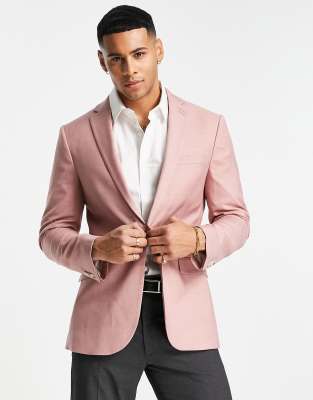 Topman super skinny single breasted blazer in pink - ASOS Price Checker