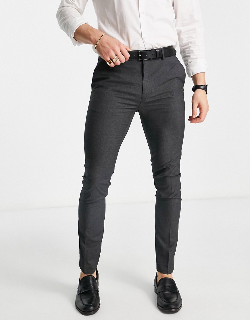 Topman Super Skinny Smart Trousers In Grey