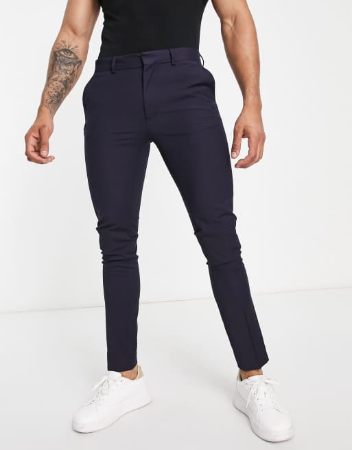 Topman super skinny smart trousers in navy | ASOS