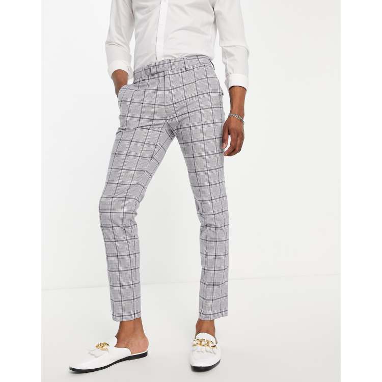 Grey check ultra hot sale skinny crop fit trousers