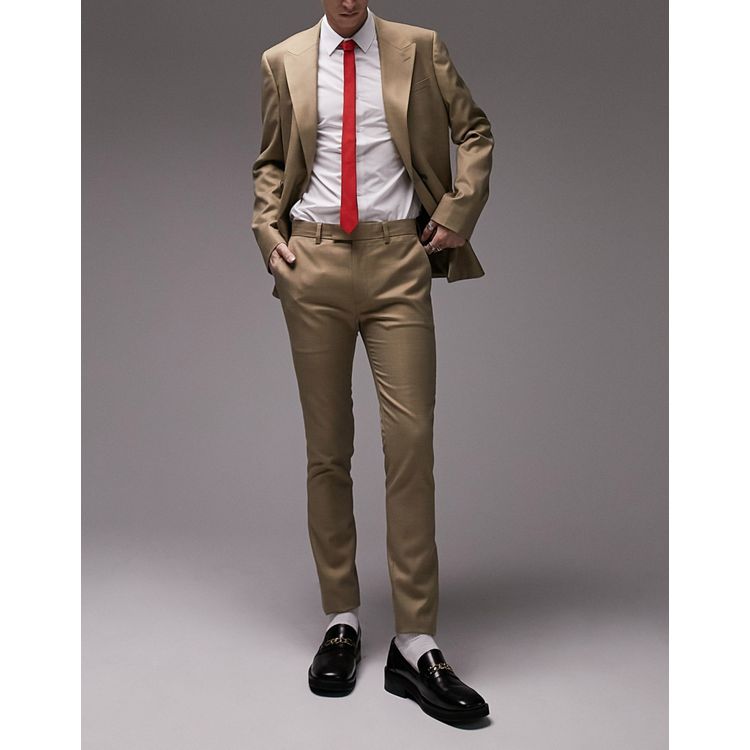 Topman super skinny suit pants in olive | ASOS