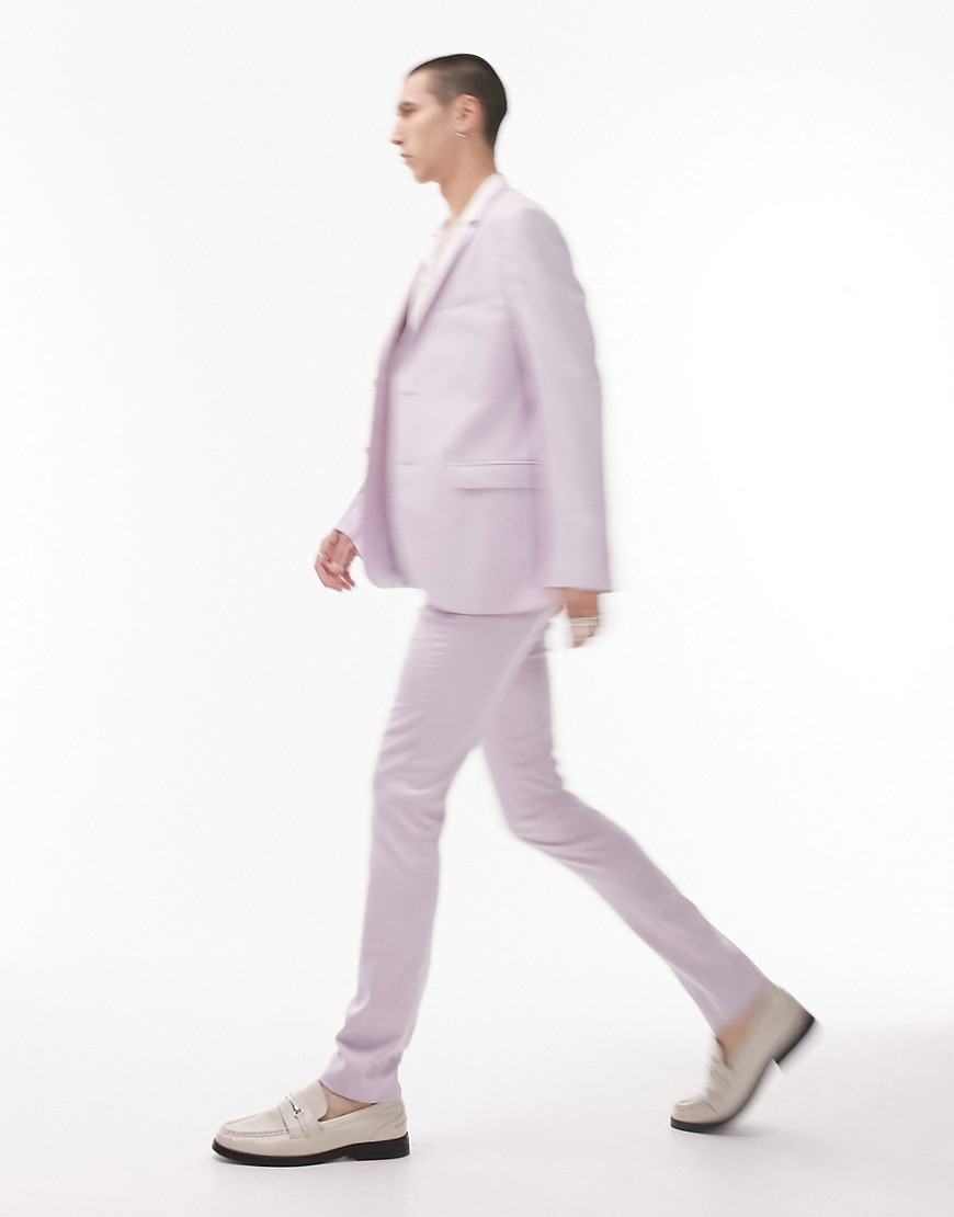 Topman super skinny suit trousers in lilac-Purple