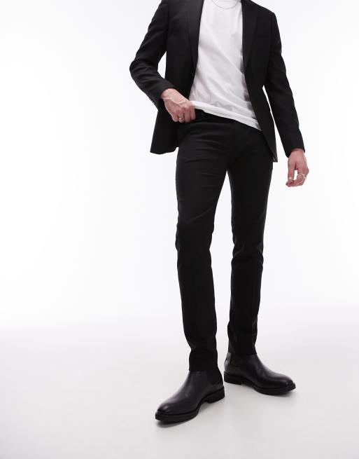 Topman super skinny textured pants in black