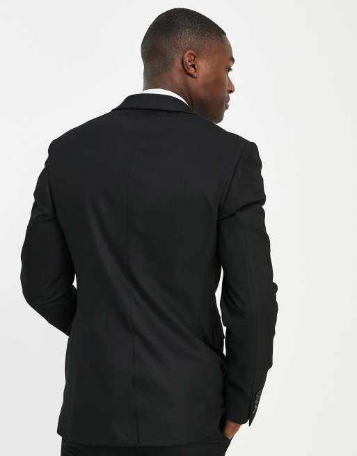 Topman super skinny textured suit jacket in black | ASOS