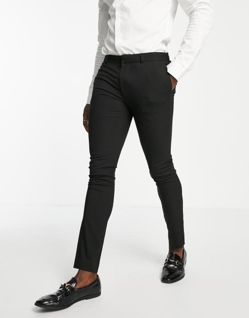 Topman super skinny textured suit pants in black