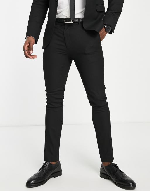 Topman super skinny textured suit pants in black