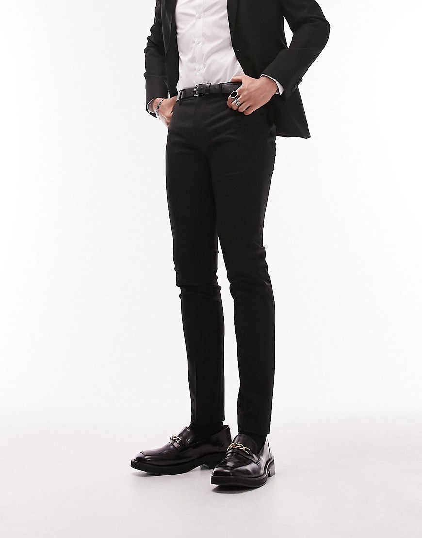 Topman super skinny tux suit trousers in black