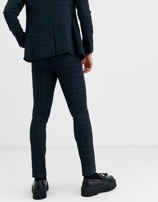 Topman - Superskinny pantalon in geruit marineblauw, 2 van 4