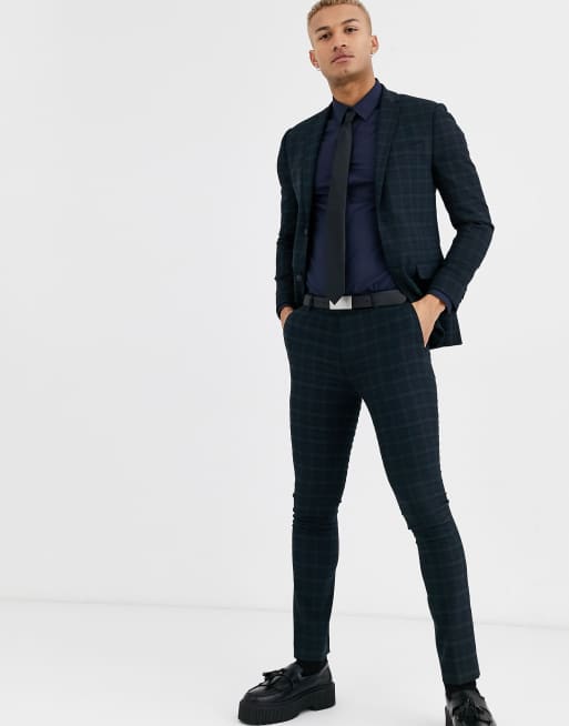 Topman - Superskinny pantalon in geruit marineblauw, 4 van 4