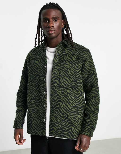 Topman - Surchemise à imprimé zébrures - Vert