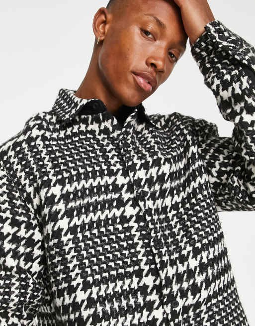 Topman - Surchemise en jacquard à motif pied-de-poule - Noir et blanc, 4 de 4