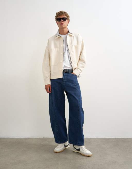 Topman surchemise en jersey sergé coupe oversize écru, 2 de 5