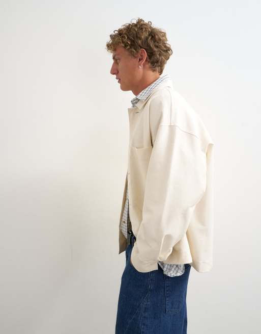 Topman surchemise en jersey sergé coupe oversize écru, 4 de 5