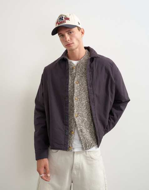 Topman surchemise matelassée coupe oversize bleu marine - view 1