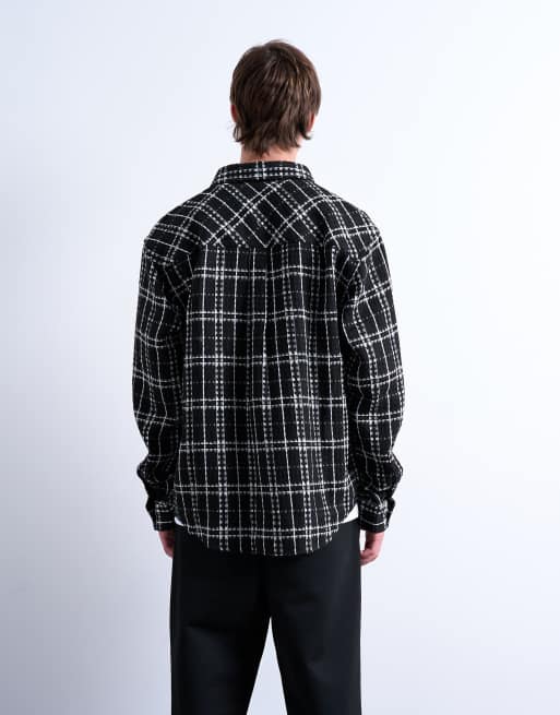 Topman - Surchemise texturée coupe classique à carreaux - Noir, 4 de 5
