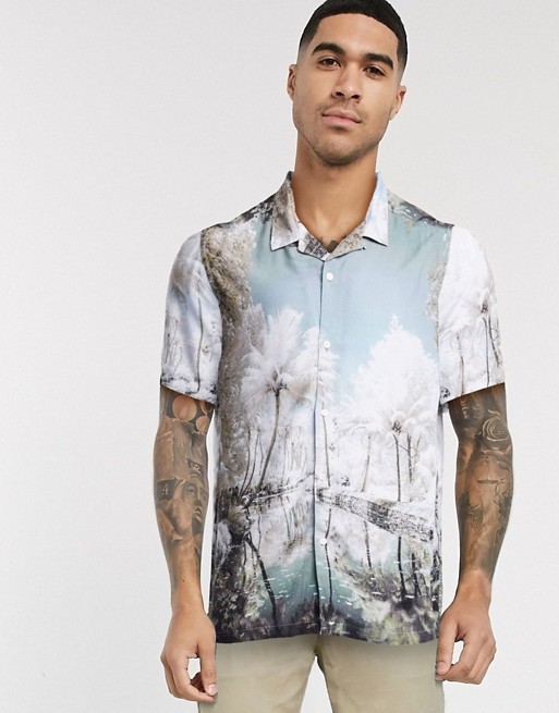 Topman short sleeve shirt with photographic print in multi