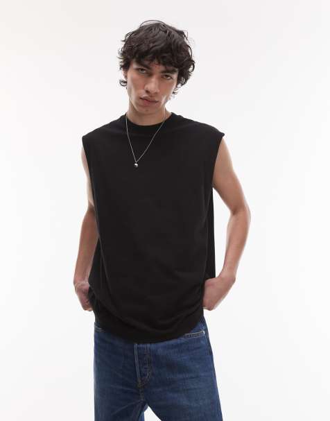 Topman – Svart, ärmlös t-shirt i oversize - view 1