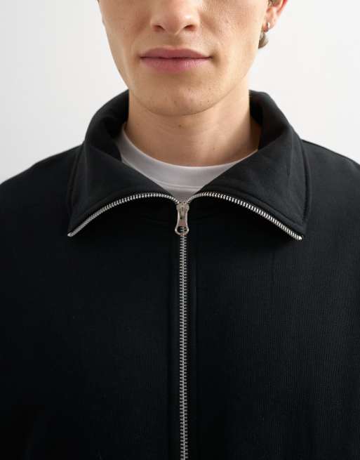 Topman – Svart, avslappnad skjortjacka i jersey och cargostil med ståkrage, 5 av 5